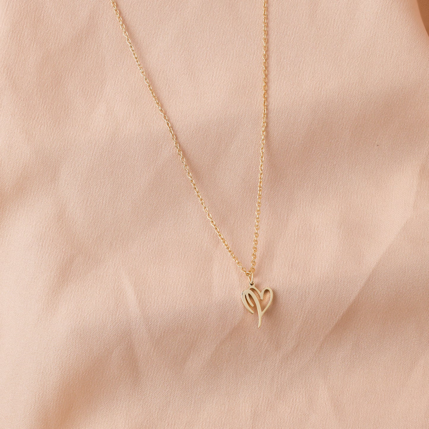 Initial Heart Necklace Gold Plated For Women/Girls