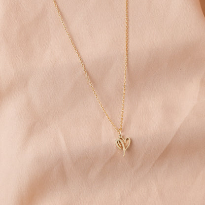 Initial Heart Necklace Gold Plated For Women/Girls