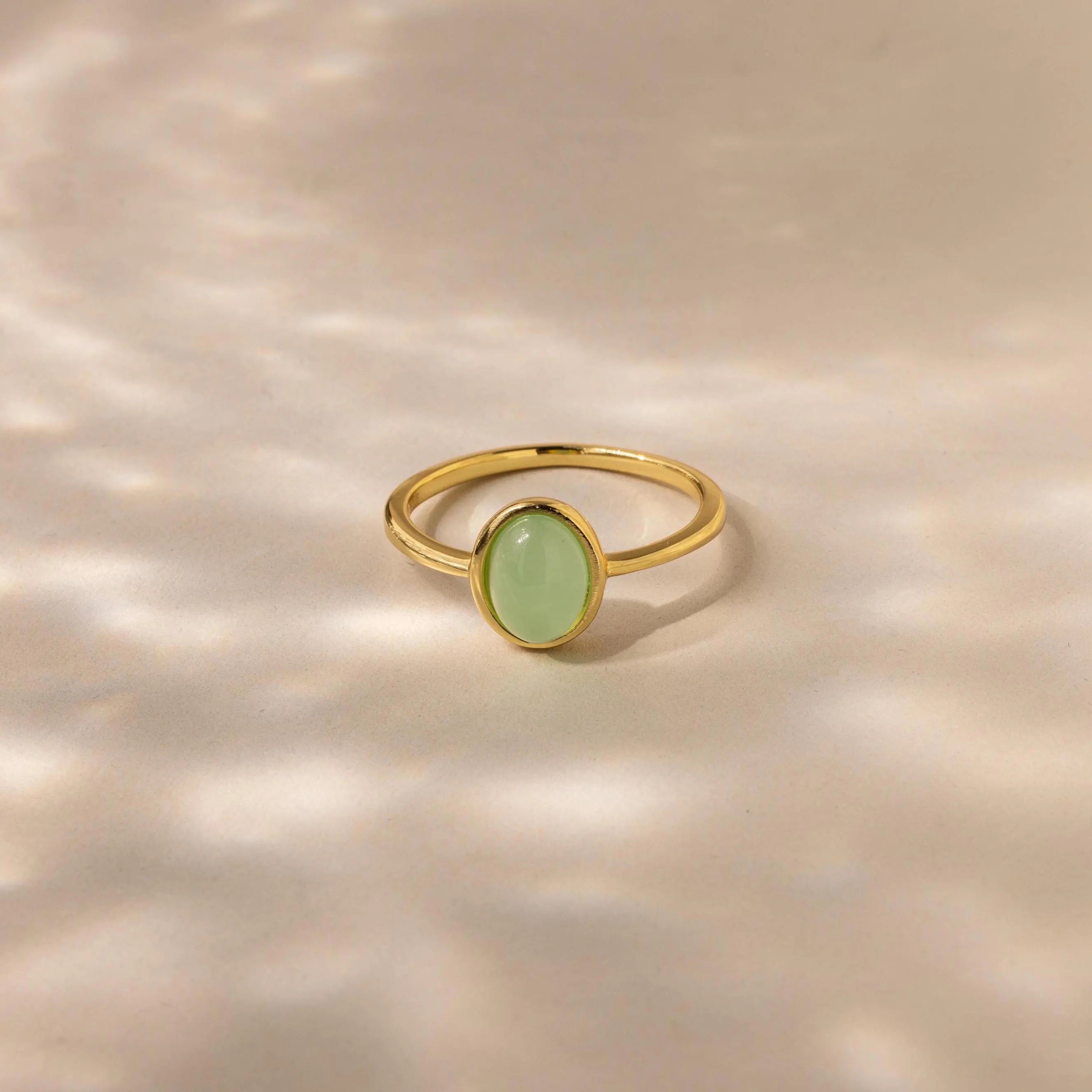 Close-Up of Jade Oval Ring with Stunning Green CZ Stone