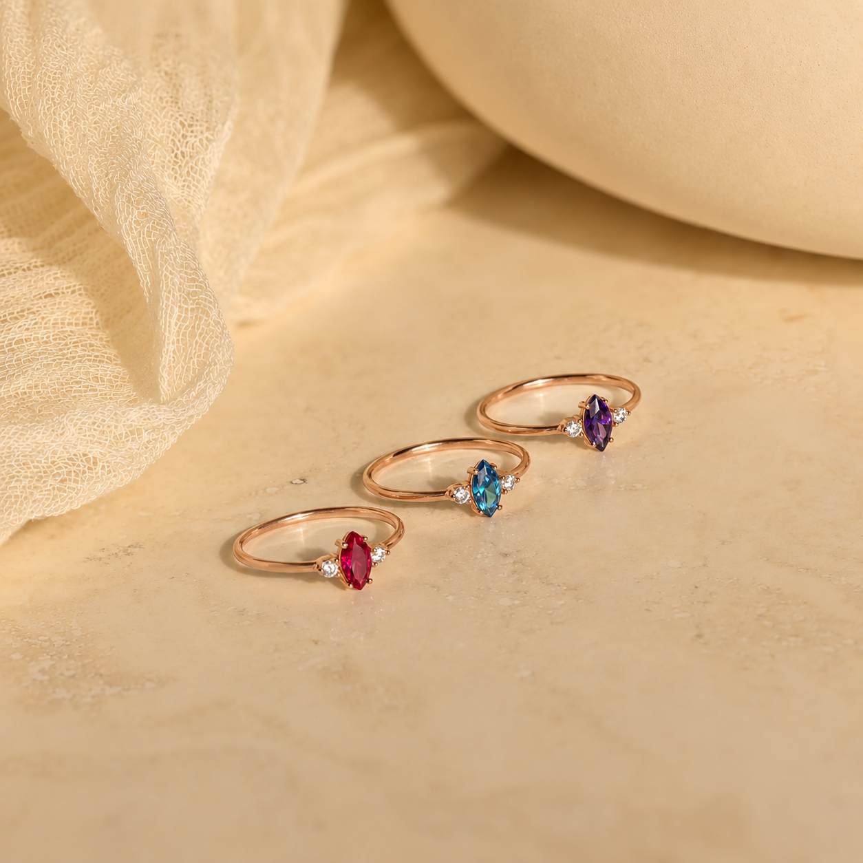 Ring with rose gold plating
