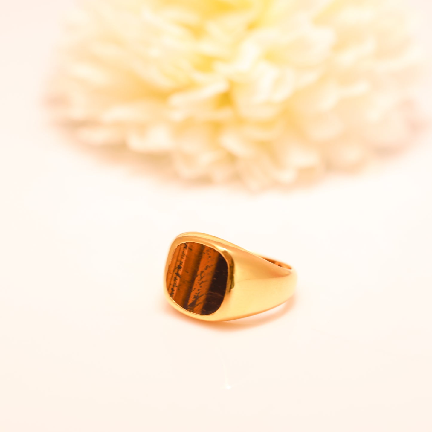 Men's Tigers Eye Signet Ring Sterling Silver or 18K Gold with Faux Tiger's Eye Stone 925 Silver