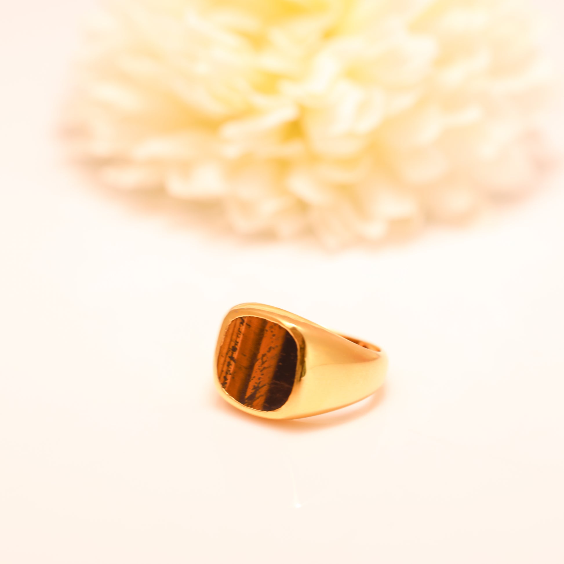 Men's Tigers Eye Signet Ring Sterling Silver or 18K Gold with Faux Tiger's Eye Stone 925 Silver
