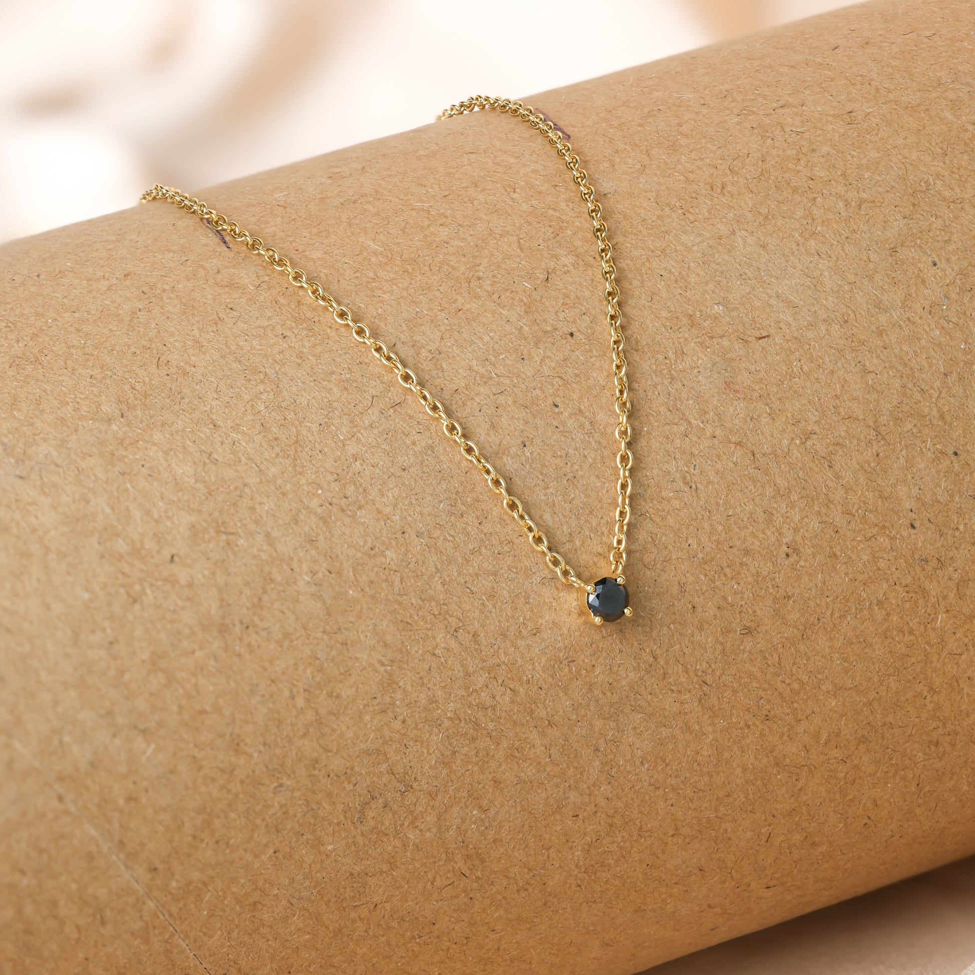 Onyx Dainty Diamond Necklace Gold Plated For Women/Girls
