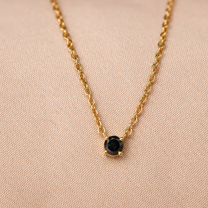 Stylist Onyx Dainty Diamond Necklace 18k Gold For Women/Girls