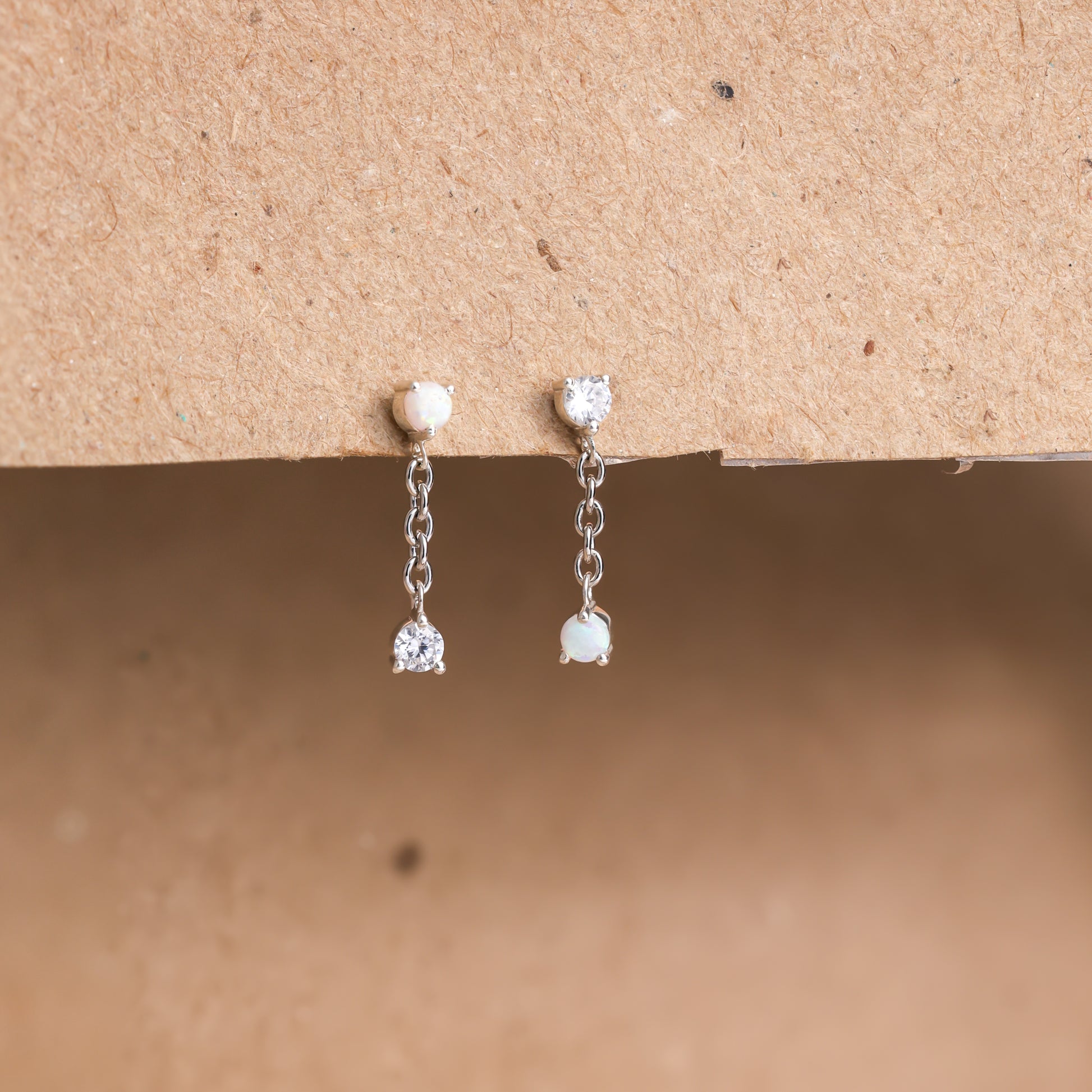 Opal Drop Stud Earrings: Playful Elegance 925 Sterling Silver