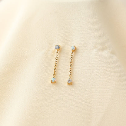 Opal Drop Stud Earrings Gold Plated For Women/Girls