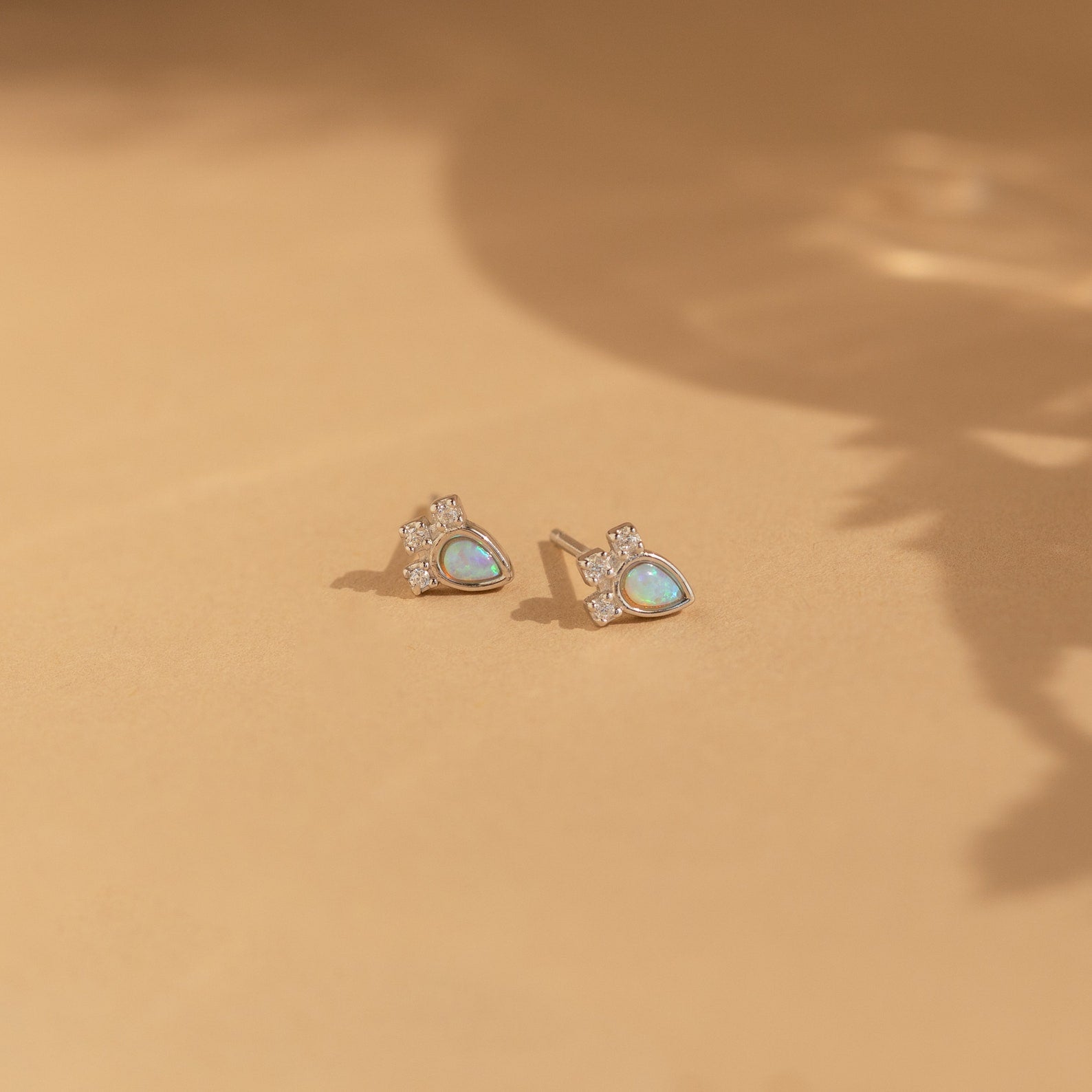Opal Teardrop Studs Sterling Silver