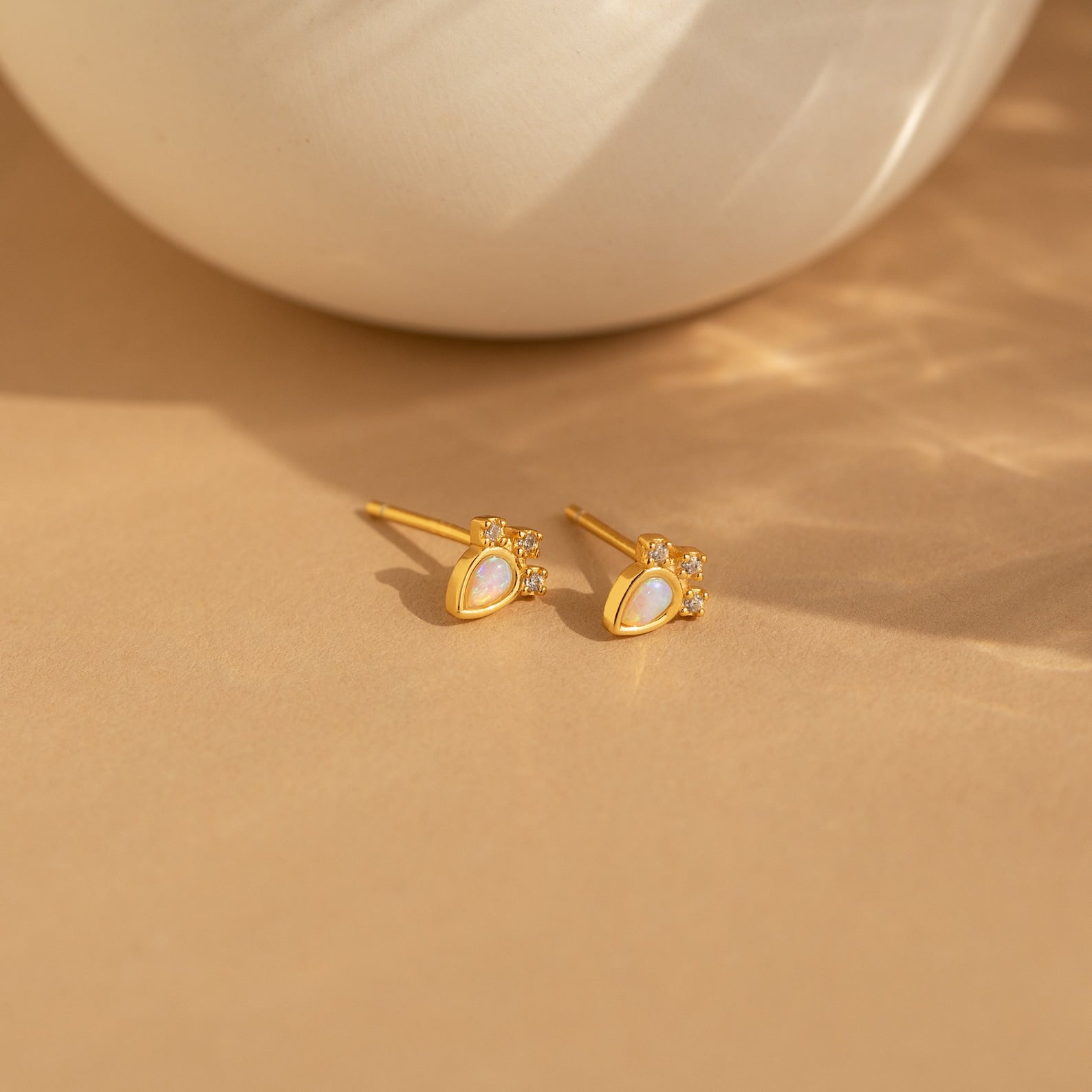 Opal Teardrop Studs 18K Gold