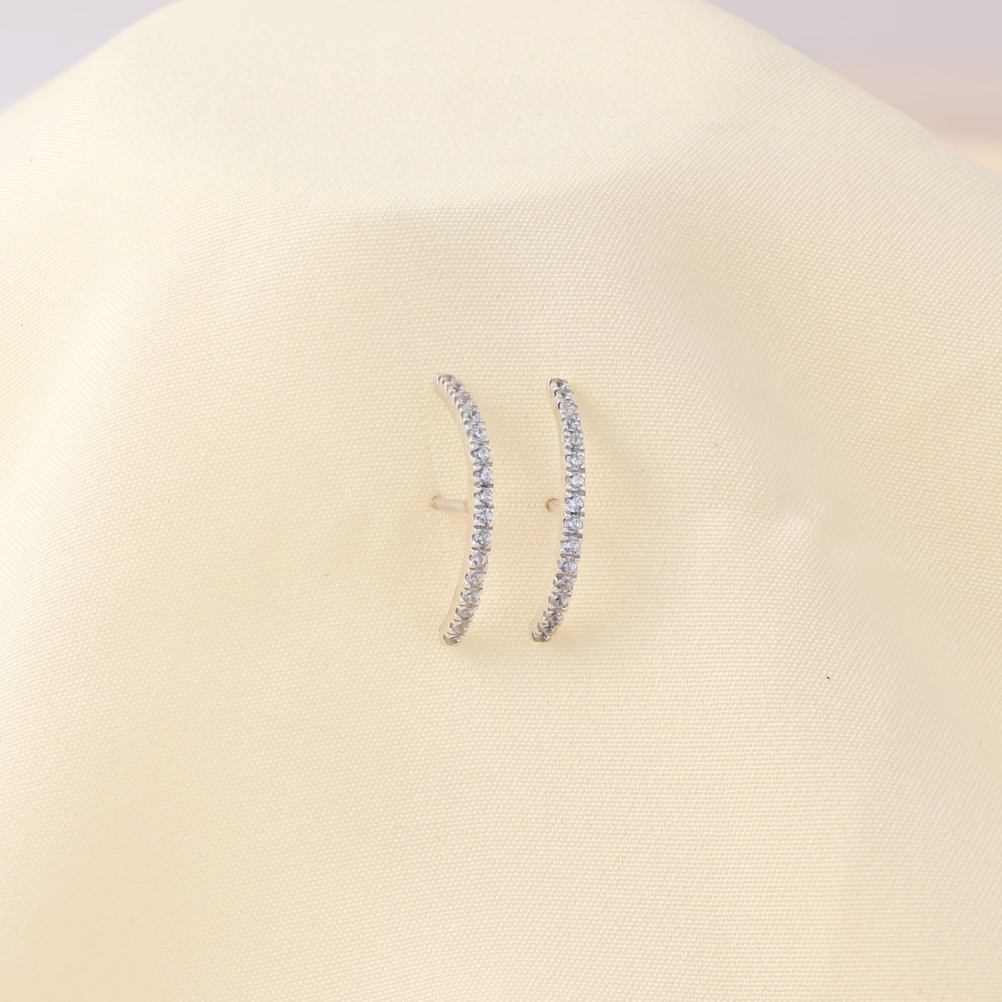 925 Silver Pave Arc Studs For Women/Girls