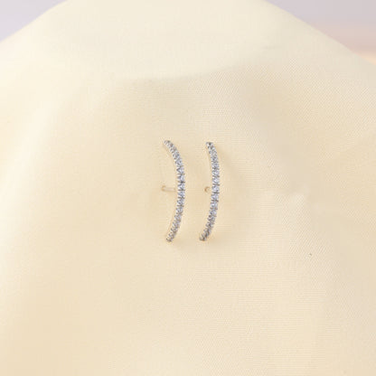 925 Silver Pave Arc Studs For Women/Girls