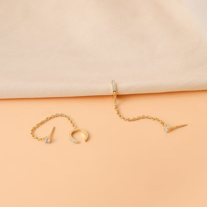 Gold pave chain ear cuff with crystal detailing