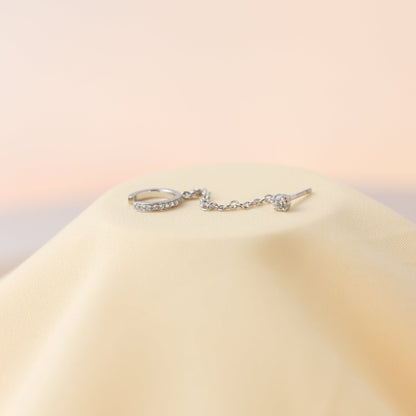 Pave Chain Ear Cuffs Front Side For Women/Girl