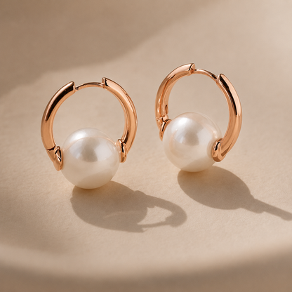 Bold Round Pearl Hoops