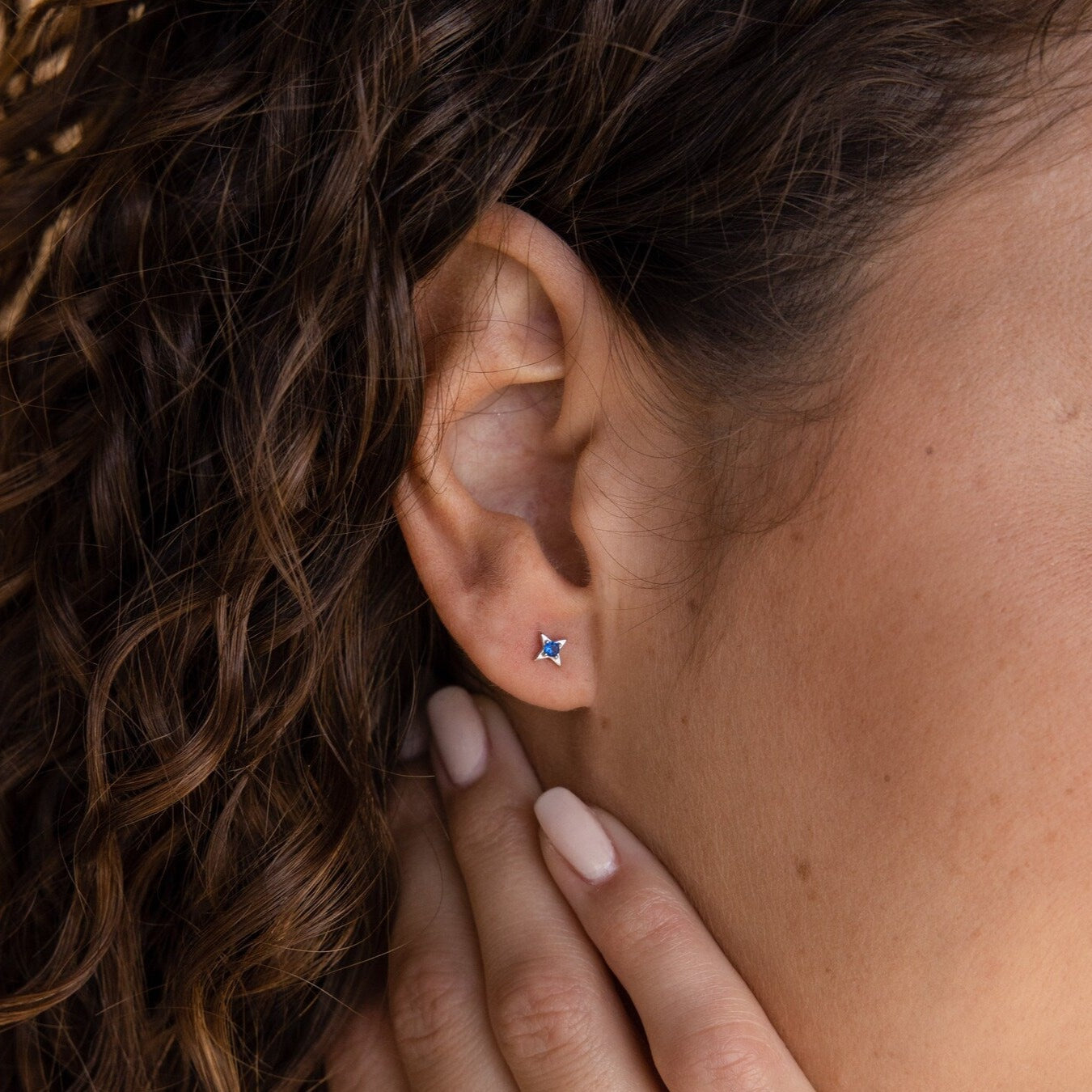 Celestial Elegance: Sapphire Star Stud Earrings