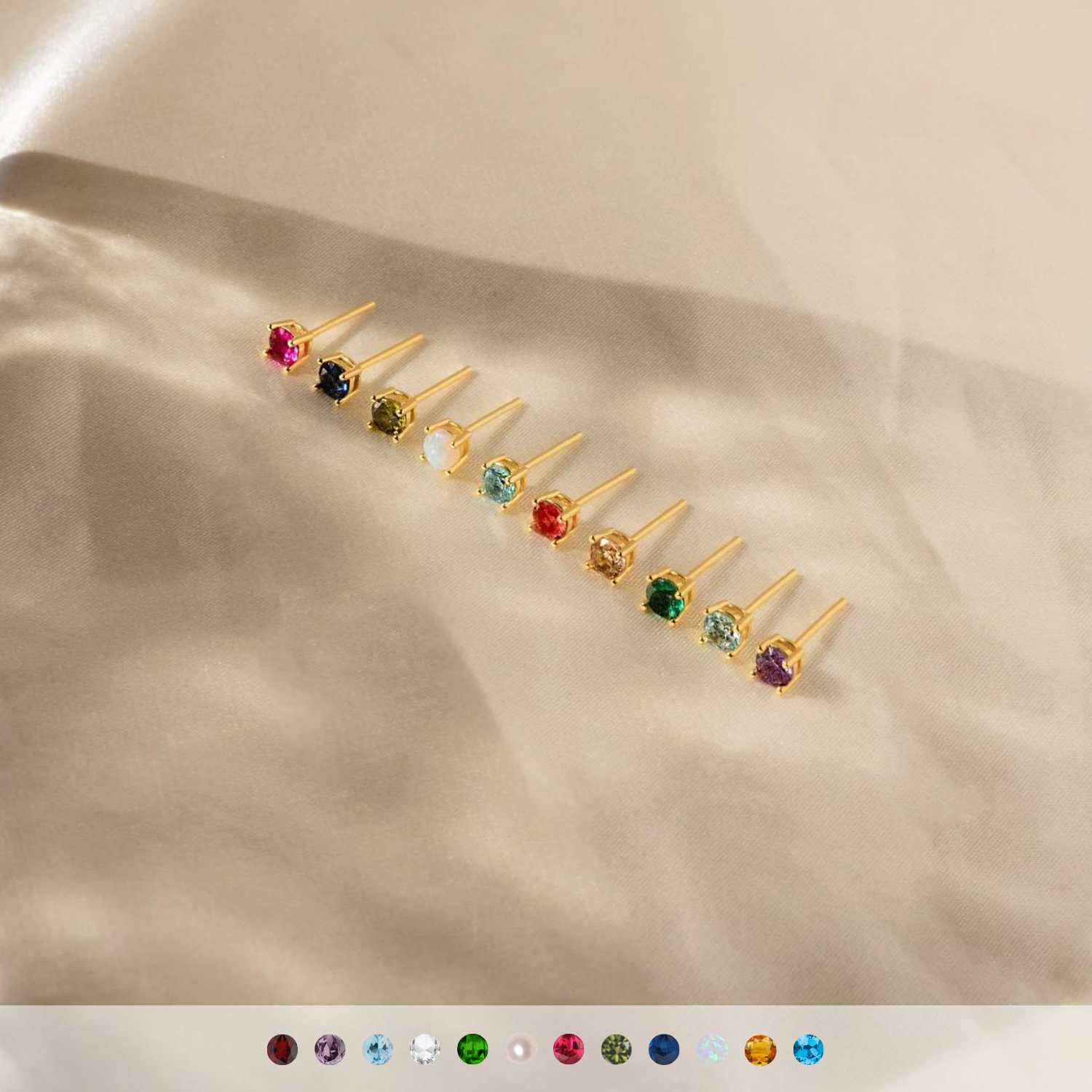 Booker Large Birthstone Stud Earrings