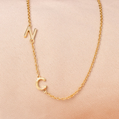 Sideways Initial Necklace For Women/Girls