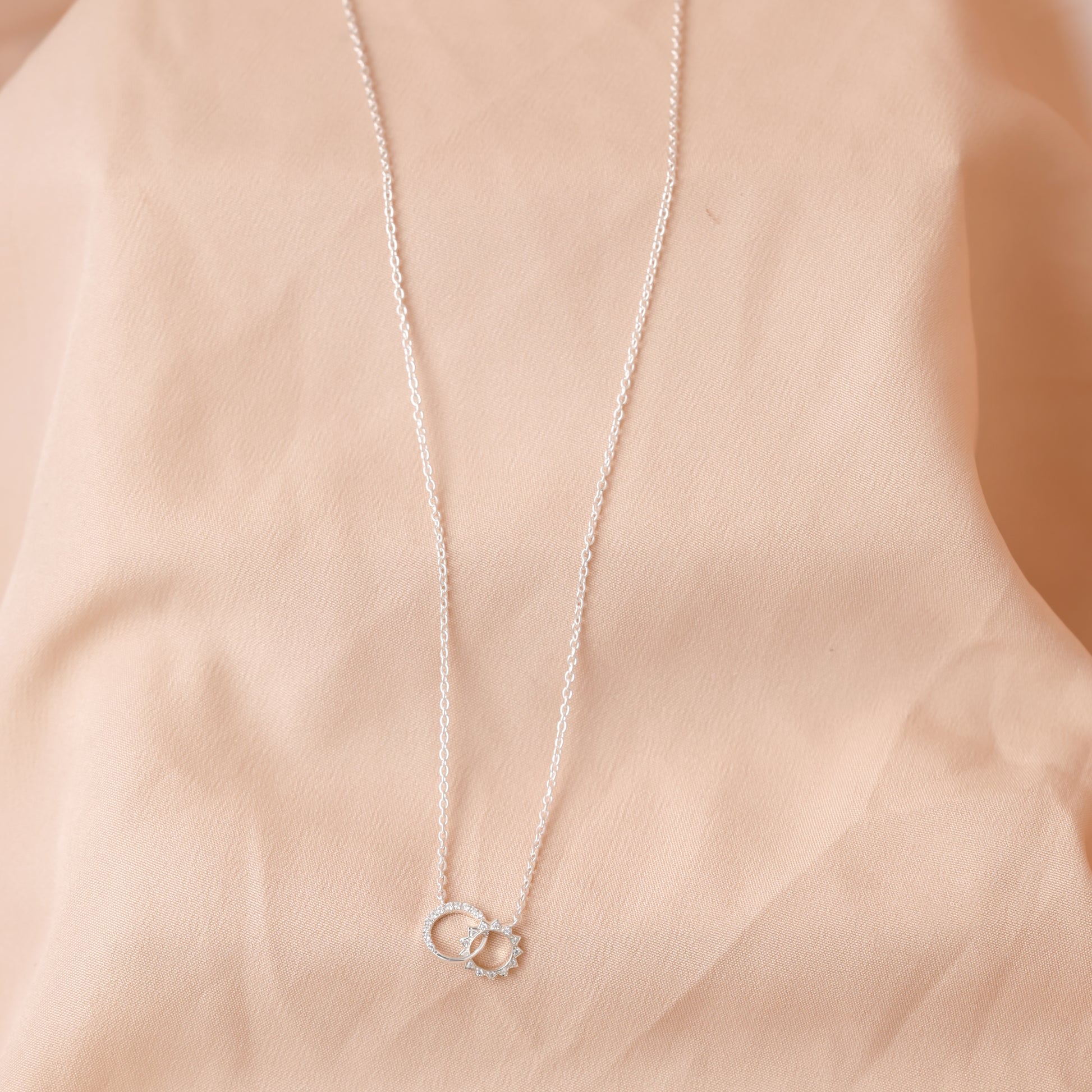 Sun and moon eternity pendant necklace For Women/Girls