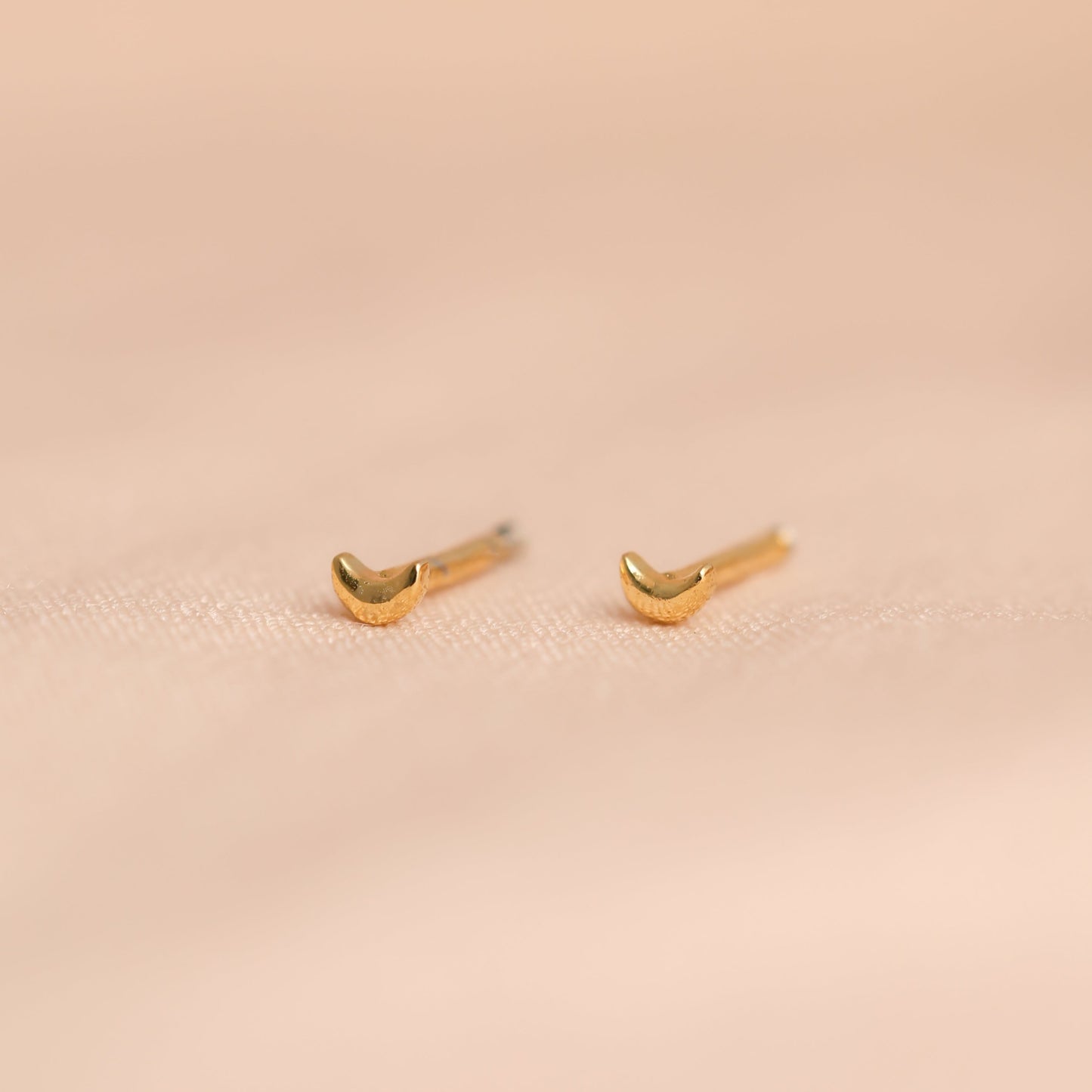 Tiny Moon Studs 18k Gold For Women/Girls