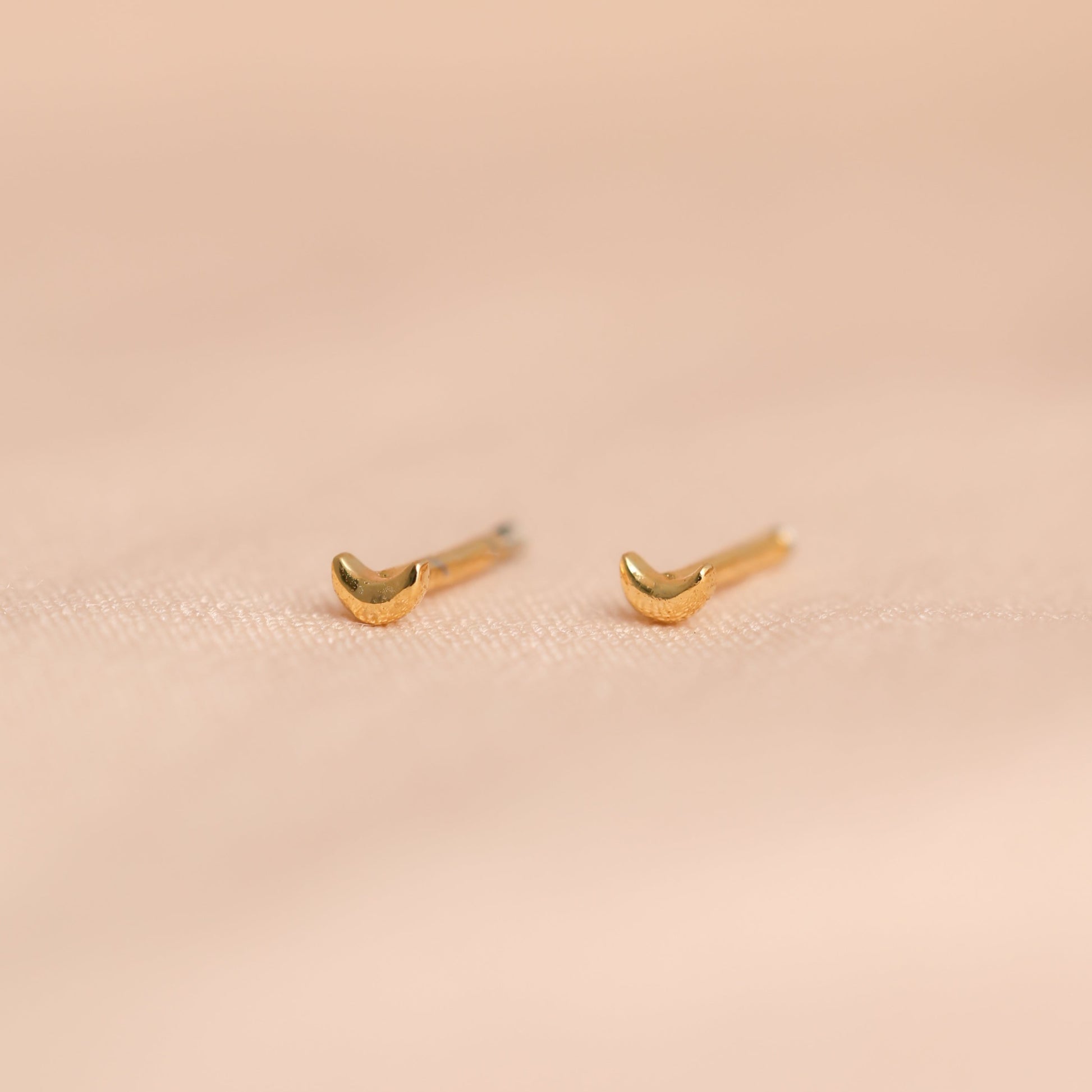 Tiny Moon Studs 18k Gold For Women/Girls