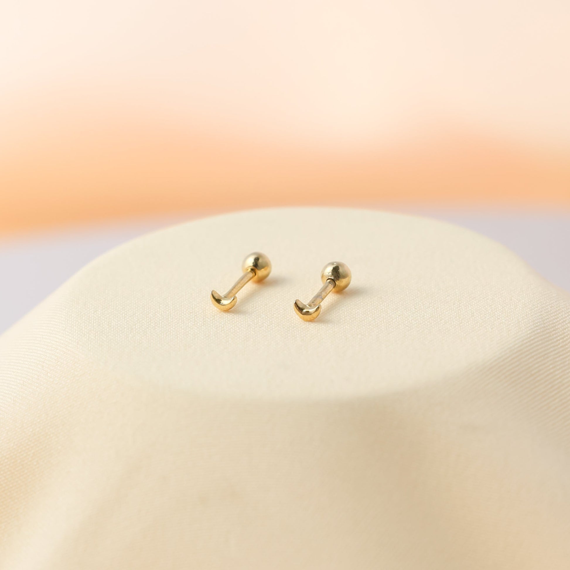 Tiny Moon Studs Gold Plated For Women/Girls