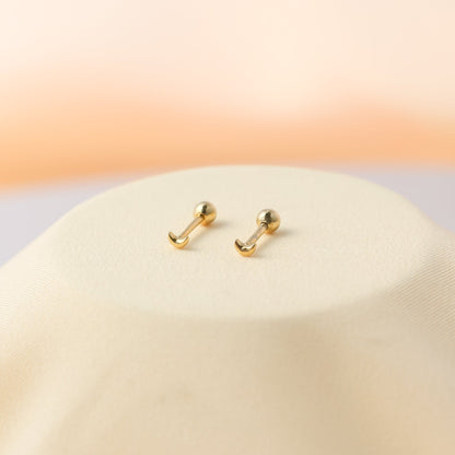 Tiny Moon Studs Gold Plated For Women/Girls