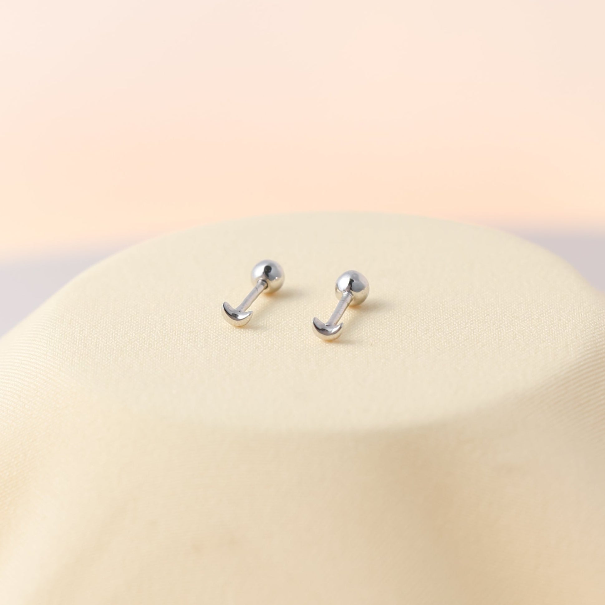 Tiny Moon Studs 925 Silver For Women/Girls