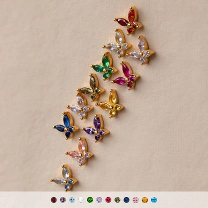 Mini Butterfly Birthstone Studs