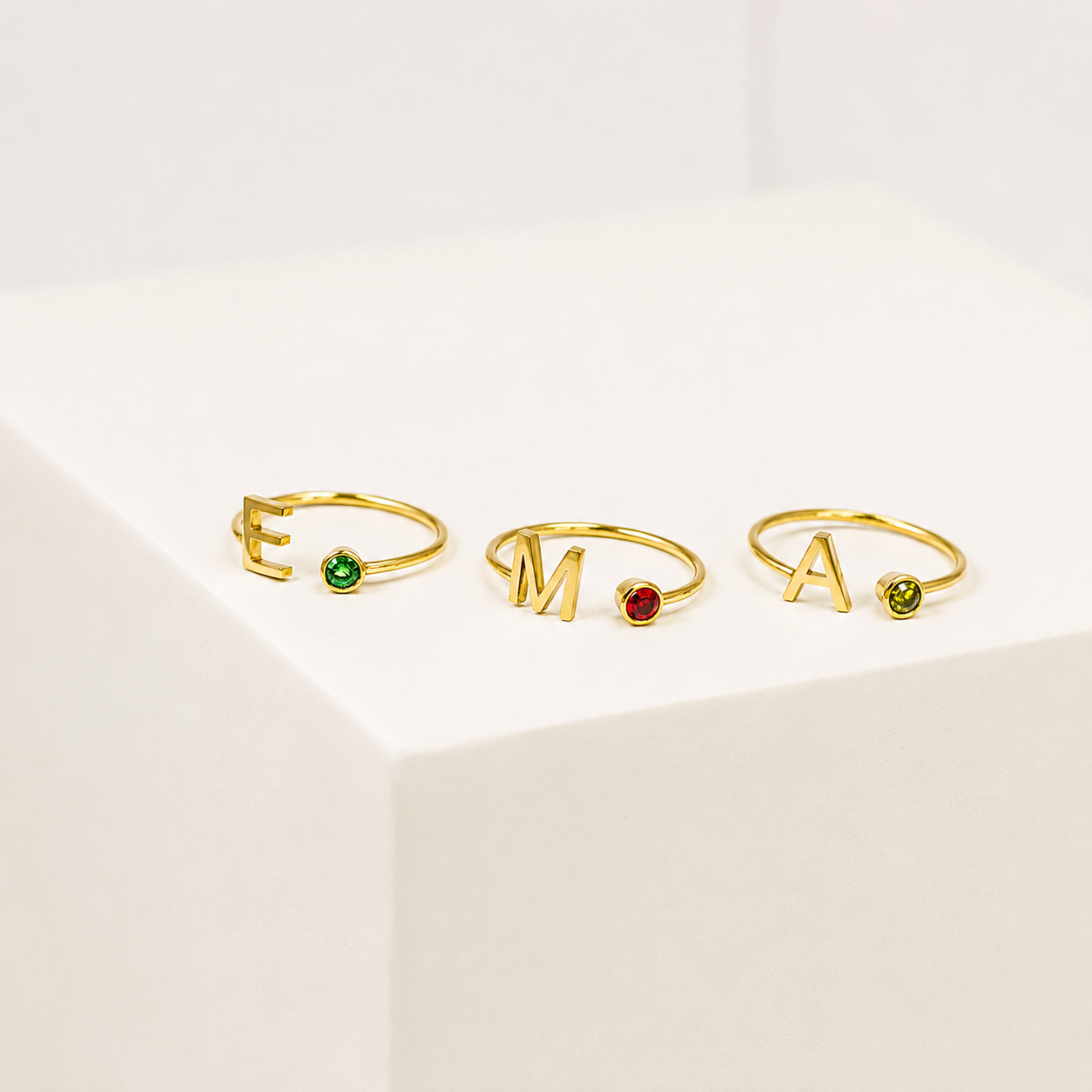 Alex Initial Birthstone Ring
