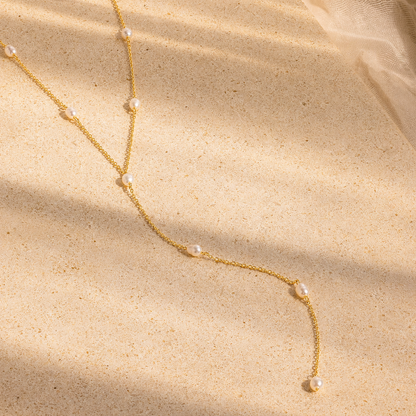 Pearl Station Lariat Necklace