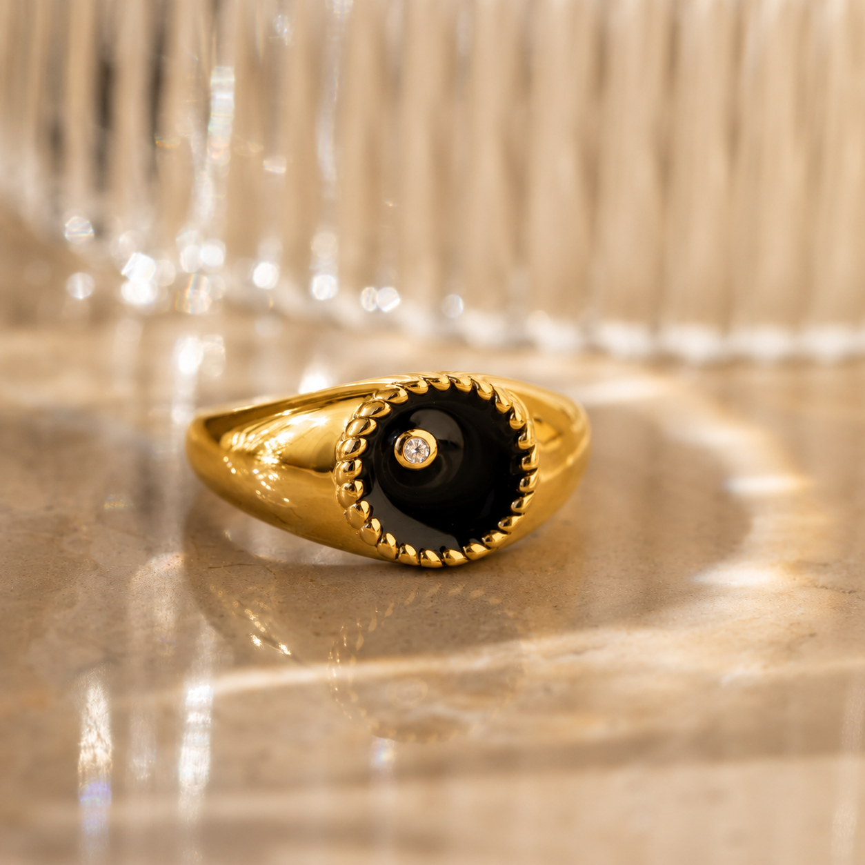 Modern Black Signet Ring