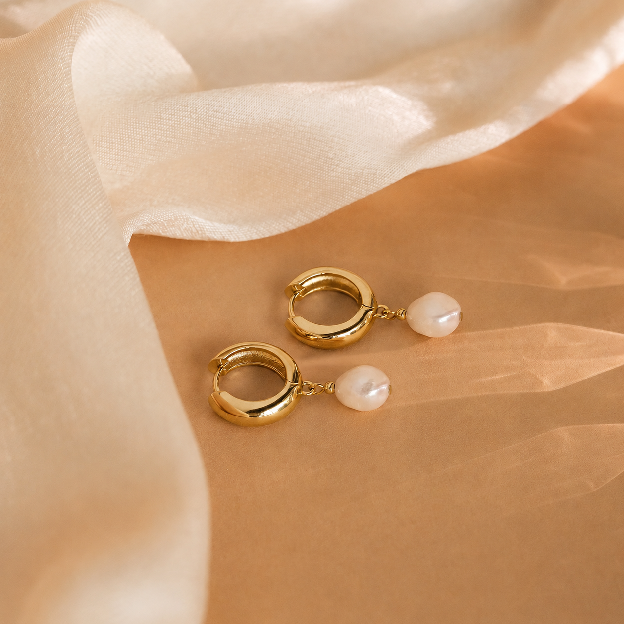 Pearl Drop Hoops