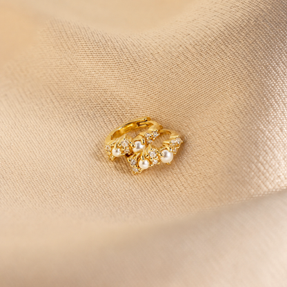 Pearl Diamond Cluster Huggies