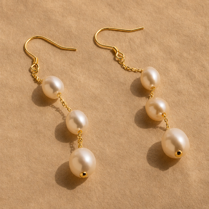 Long Pearl Dangle Earrings