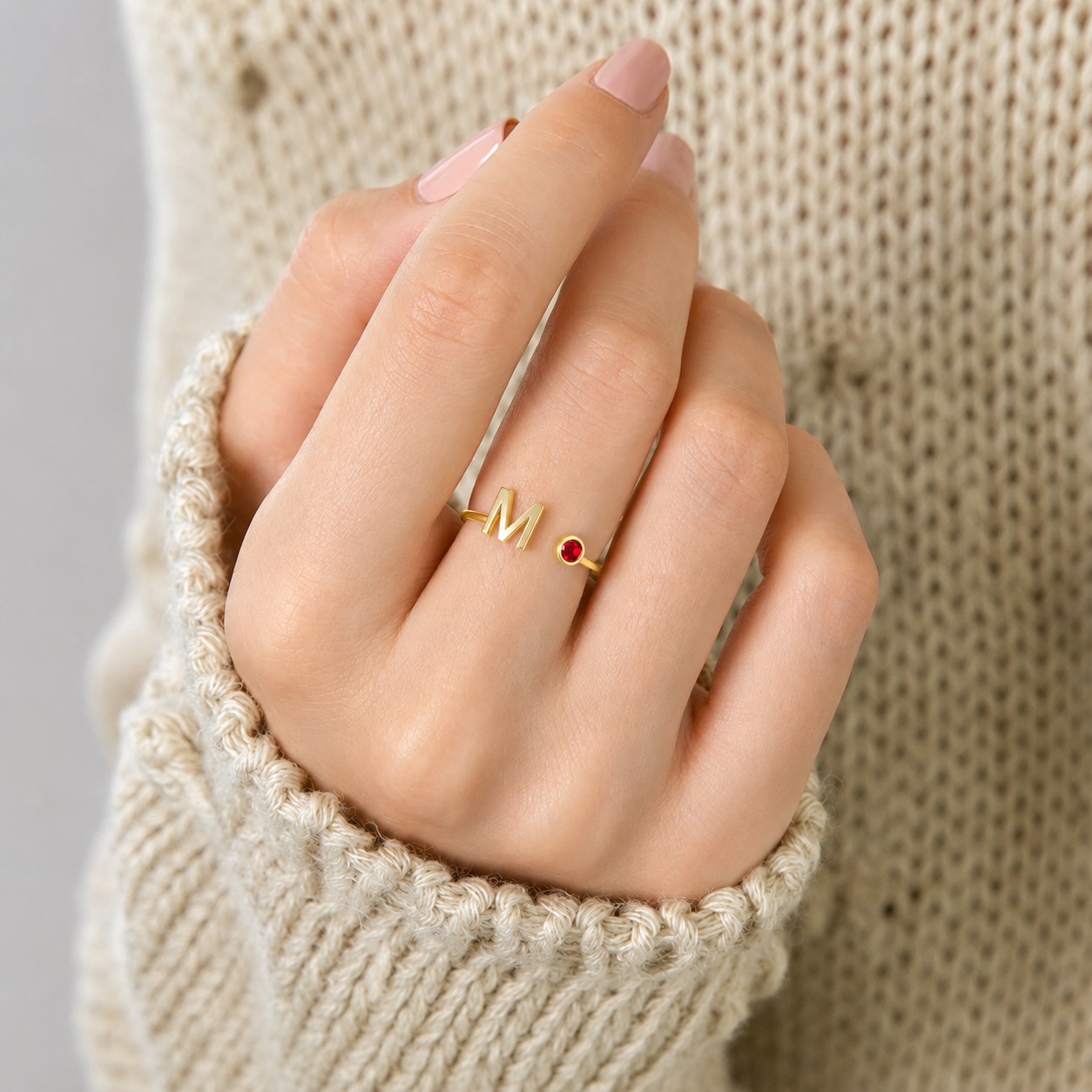 Alex Initial Birthstone Ring