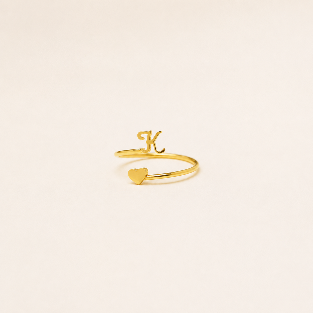 Initial Heart Wrap Ring