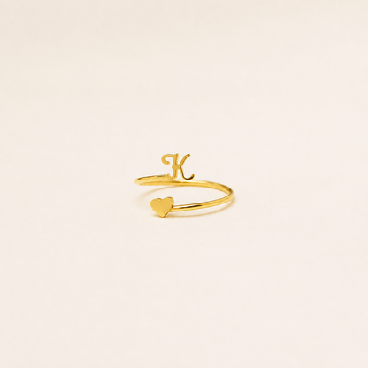 Initial Heart Wrap Ring