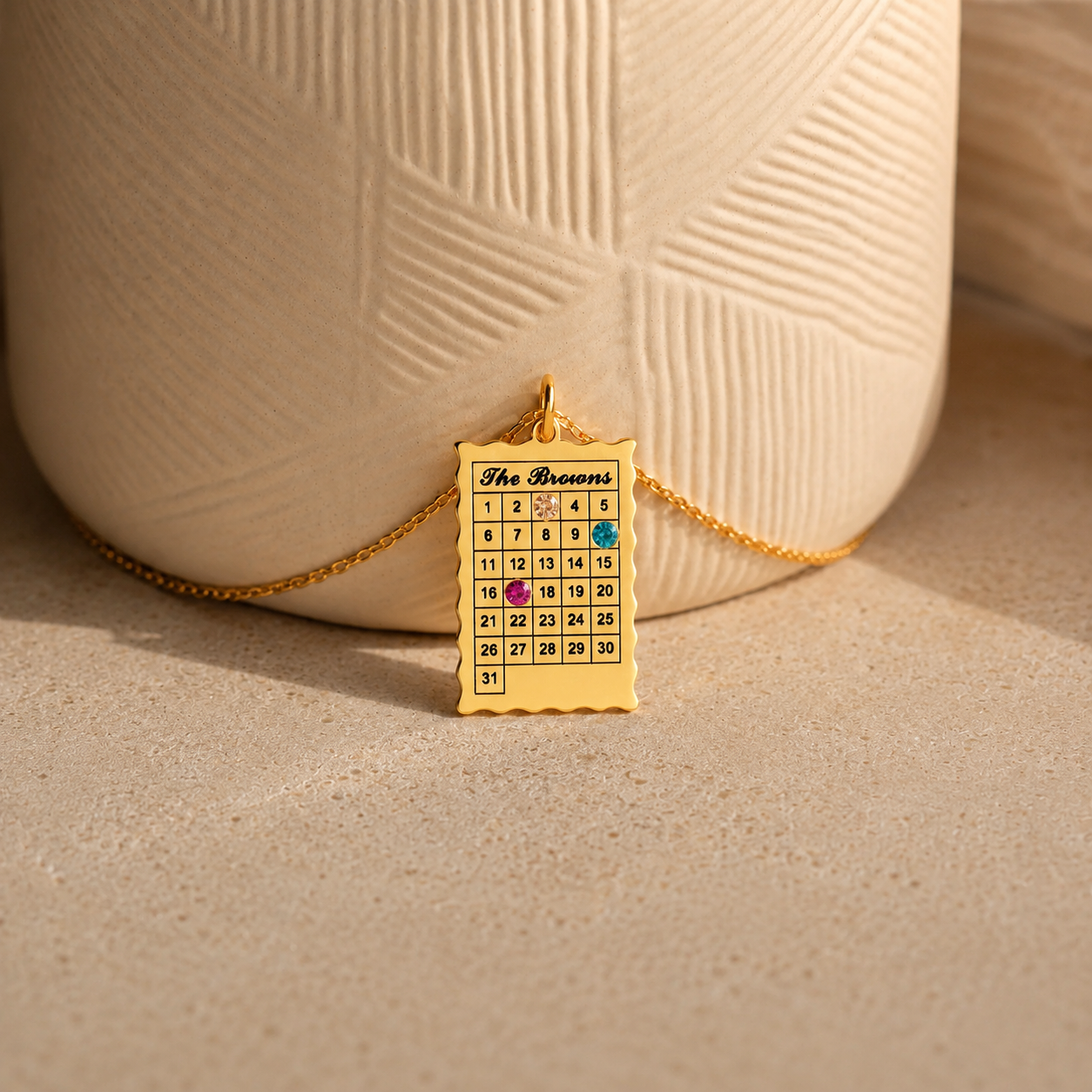 Calendar Birthstone Charm Necklace