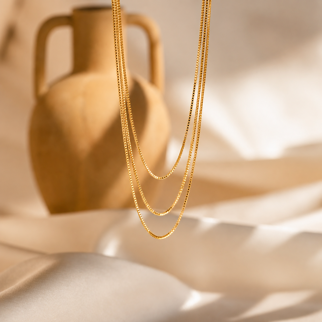 Triple Box Chain Necklace