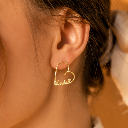 London Heart Name Earrings