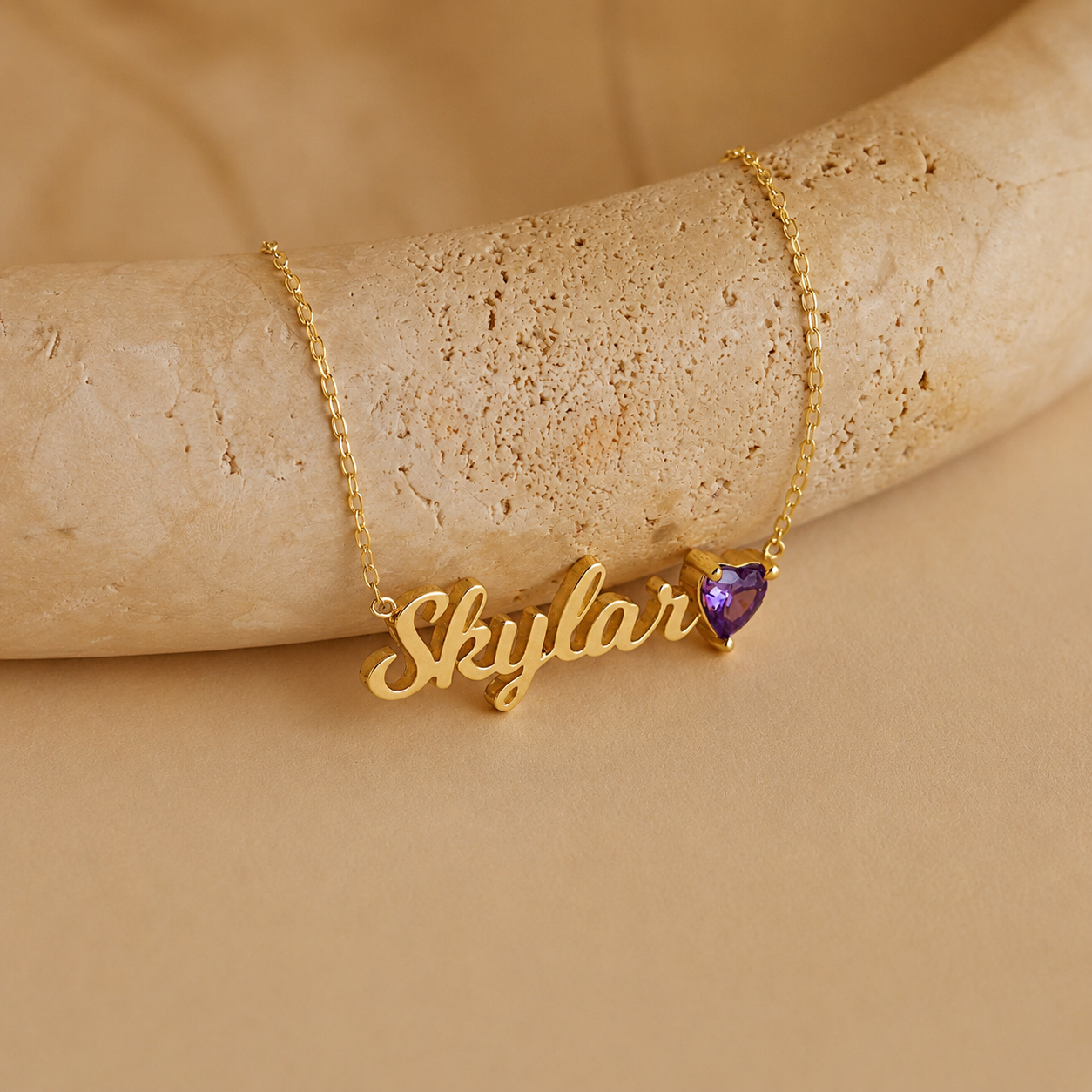 Mellow Name Heart Birthstone Necklace