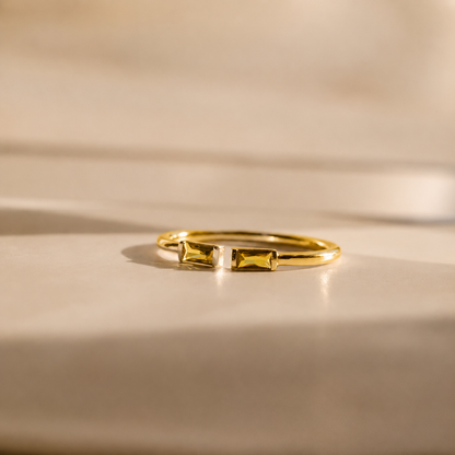 Duo Baguette Birthstone Ring