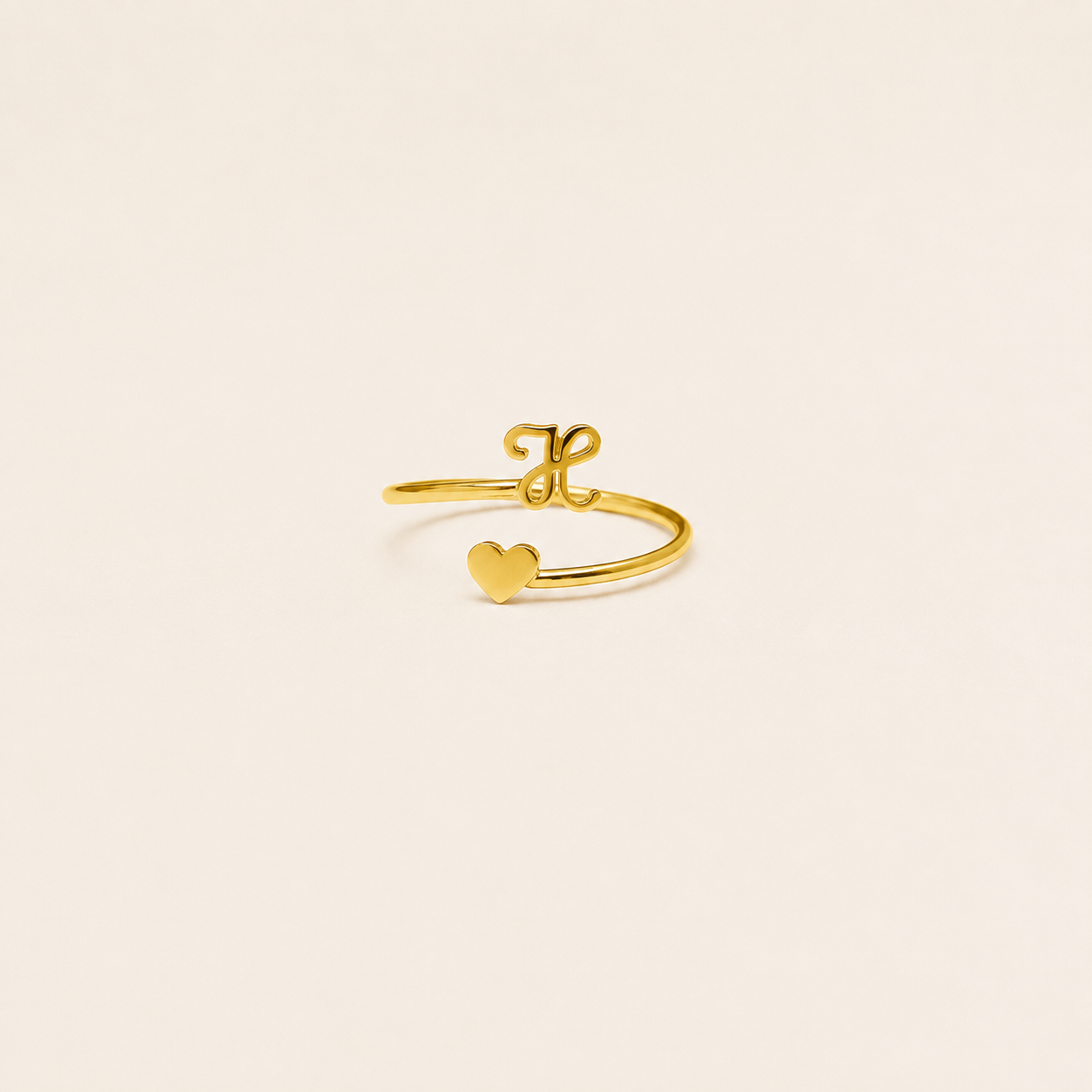 Initial Heart Wrap Ring