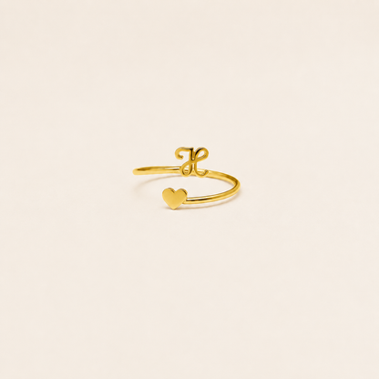 Initial Heart Wrap Ring