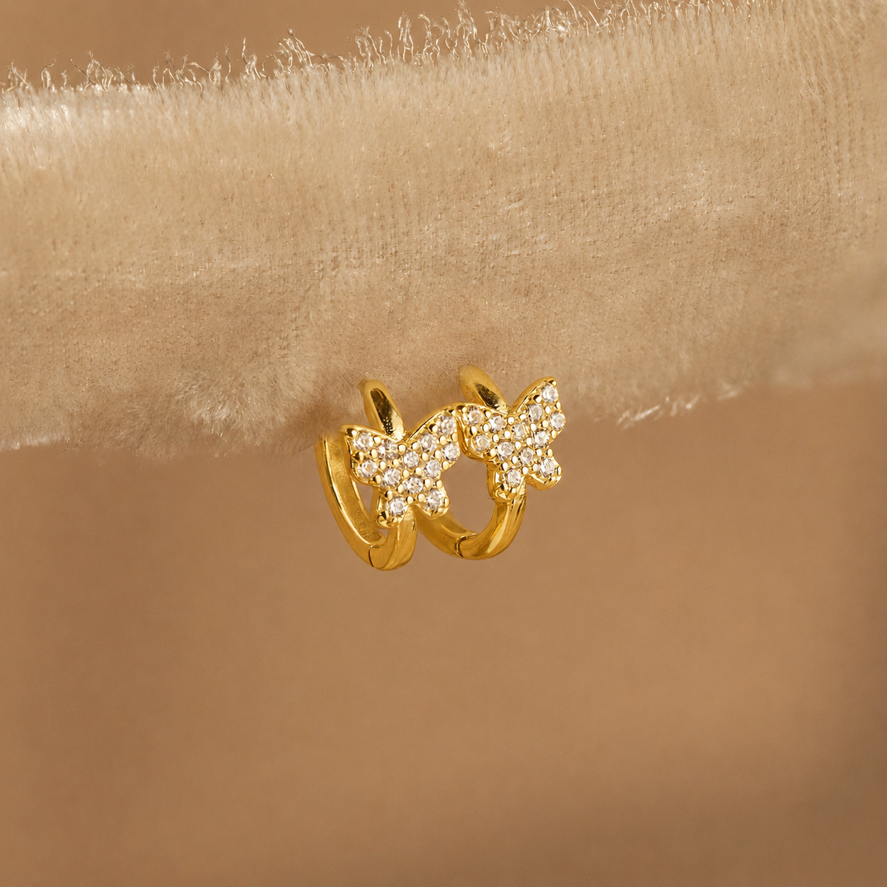 Pave Butterfly Mini Huggies