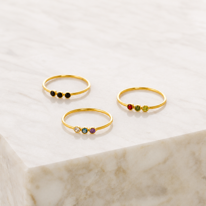 The Tiny Triple Stone Birthstone Ring