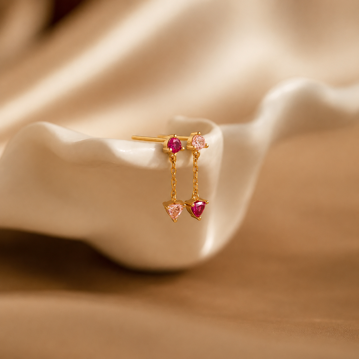 Mixed Pink Drop Earrings