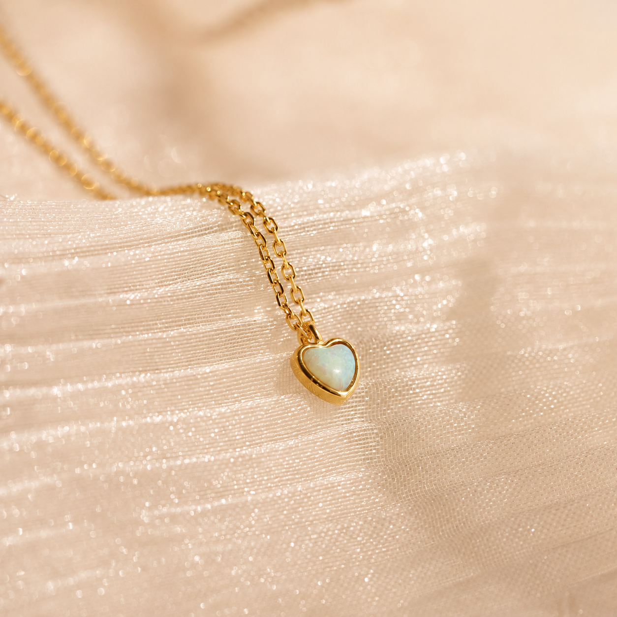 Tiny Opal Heart Necklace