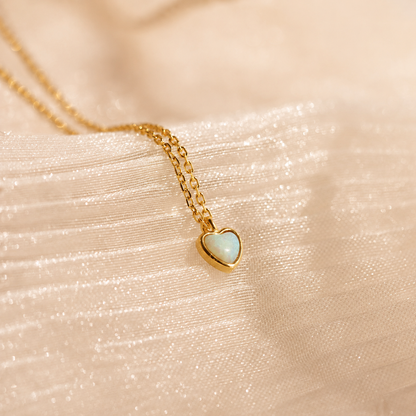 Tiny Opal Heart Necklace