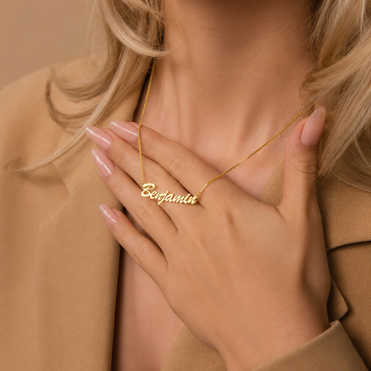Natural Name Necklace in Box Chain