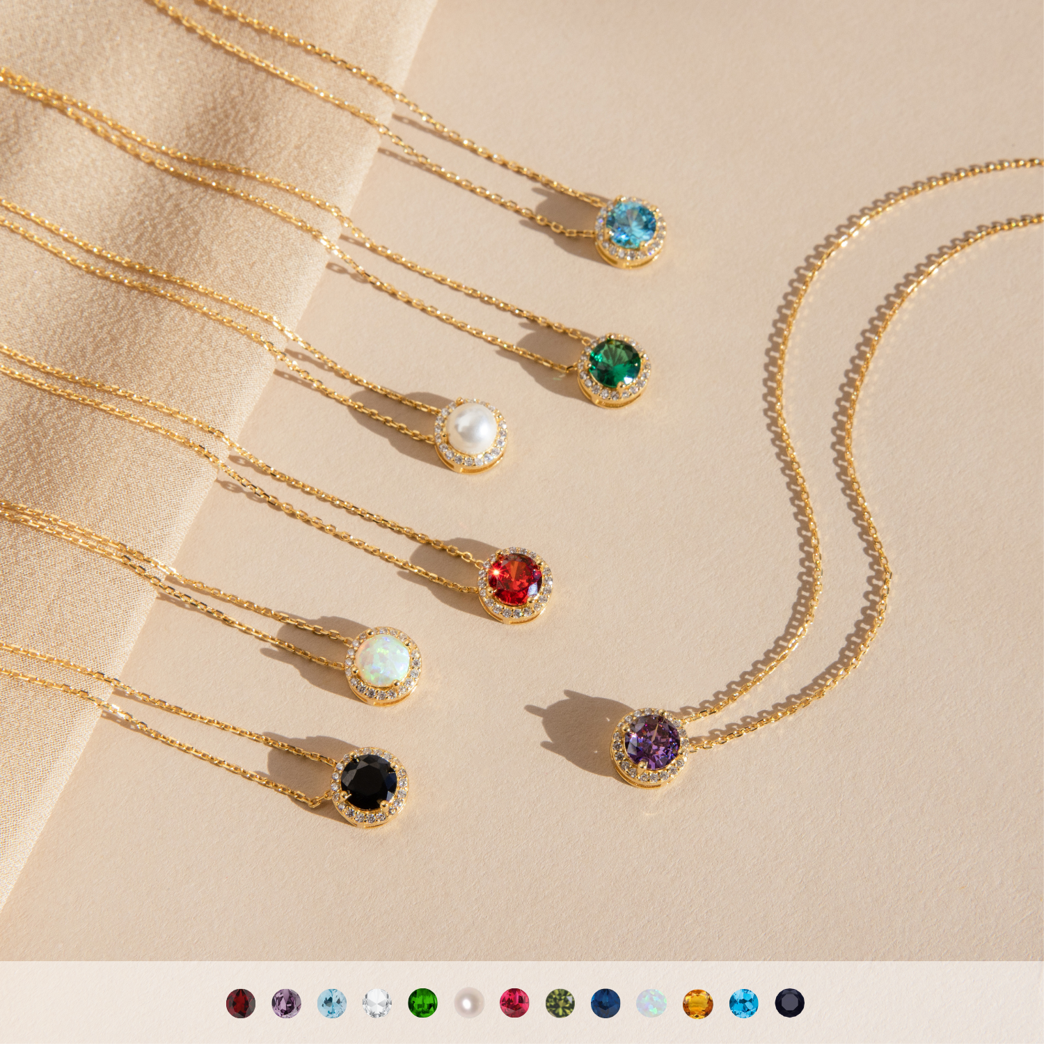 Radiant Elegance: Halo Birthstone Necklace